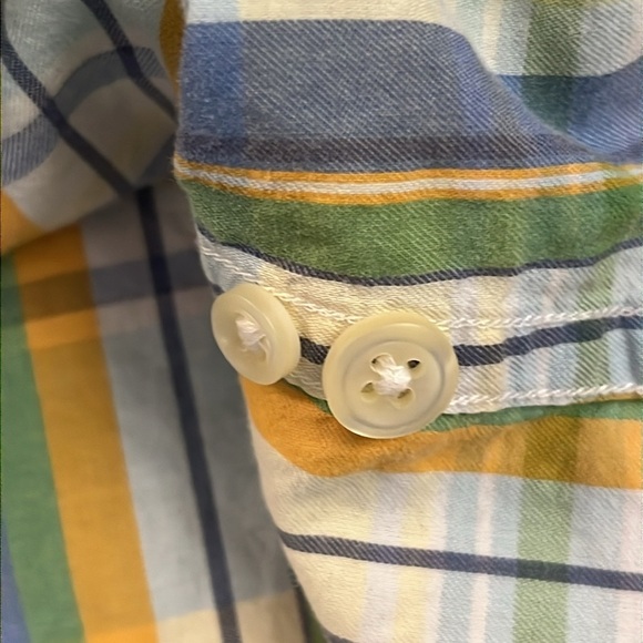 Ralph Lauren Beach Twill Plaid Shirt Short Sleeve Cotton Button Front Pocket XL - Picture 10 of 14